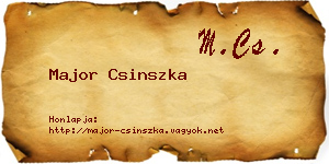 Major Csinszka névjegykártya